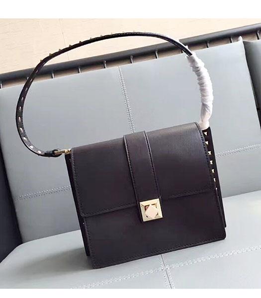 Valentino Black Original Leather Rivets Shoulder Bag