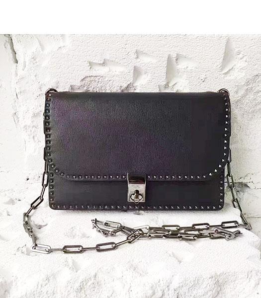 Valentino Black Original Leather Rivets Small Bag
