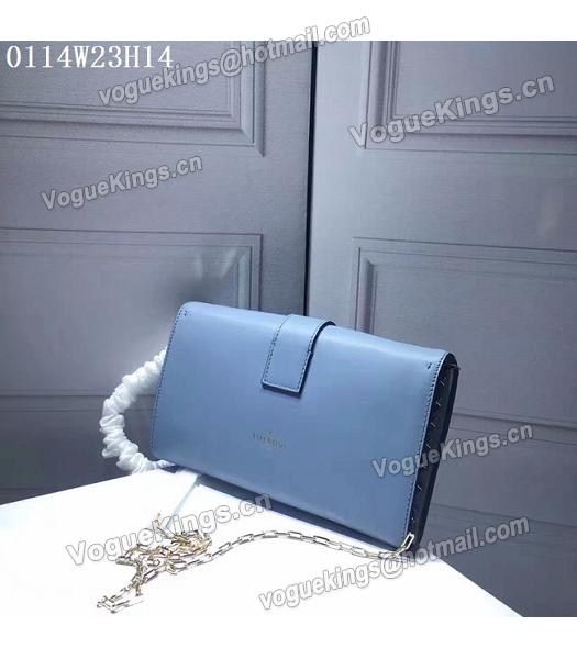 Valentino Blue Leather Rivets Decorative Chains Shoulder Bag-3