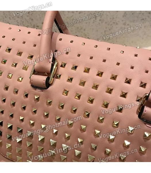 Valentino Demilune Pink Original Leather Rivets Small Tote Bag-3