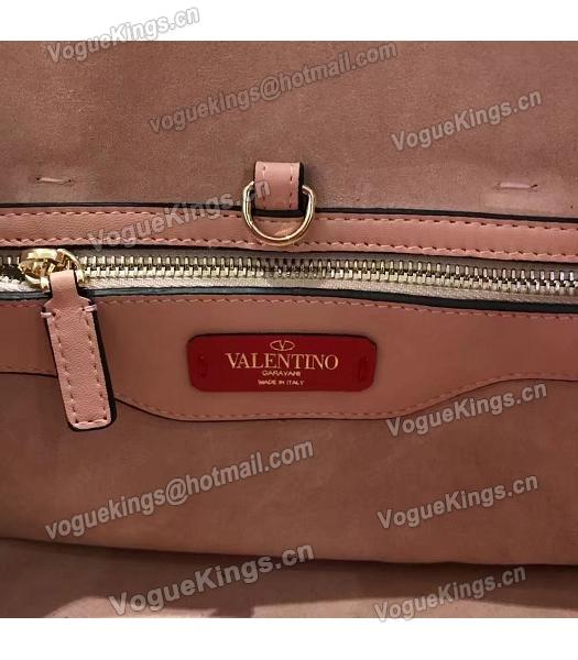 Valentino Demilune Pink Original Leather Rivets Small Tote Bag-5