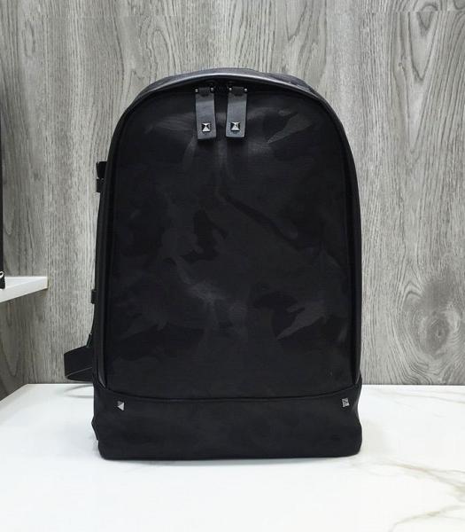 Valentino Garavani Camouflage Black Nylon With Imported Real Leather Backpack