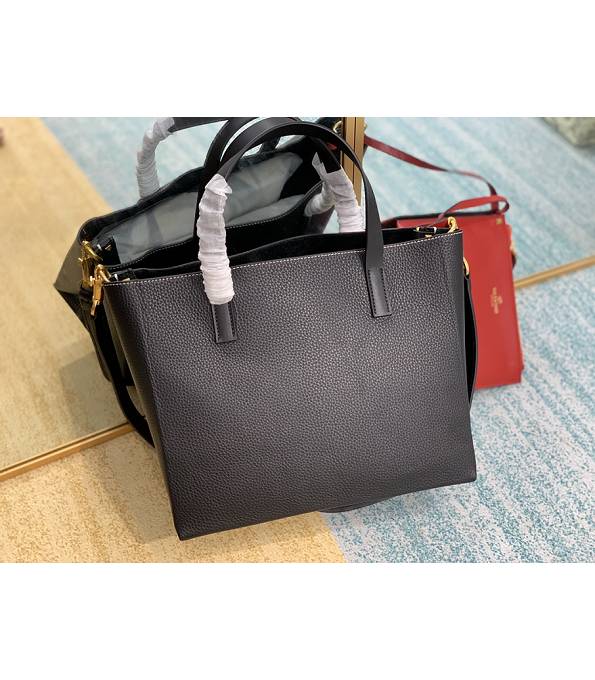 Valentino Garavani E/W Vring Black Original Leather 30cm Shopping Tote Bag-1