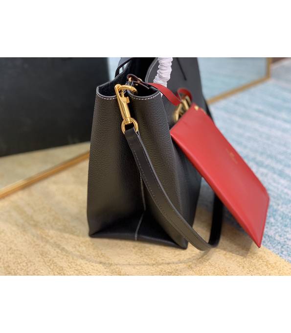 Valentino Garavani E/W Vring Black Original Leather 30cm Shopping Tote Bag-3
