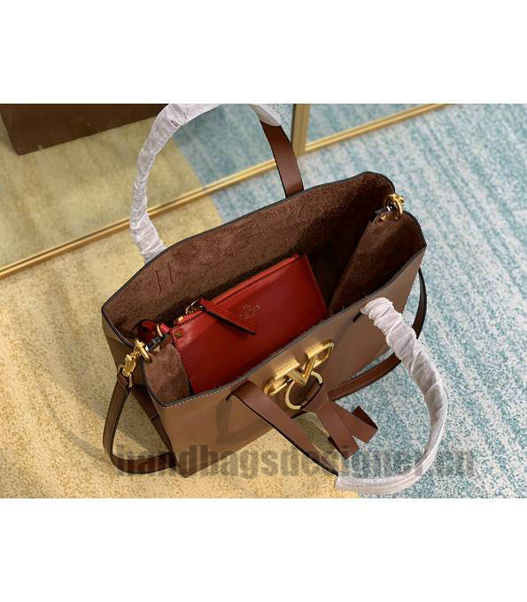 Valentino Garavani E/W Vring Brown Original Leather 30cm Shopping Tote Bag-5