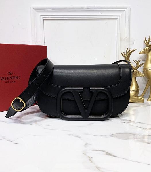 Valentino Garavani Maxi Black Original Real Leather Black Metal 26cm Shoulder Bag