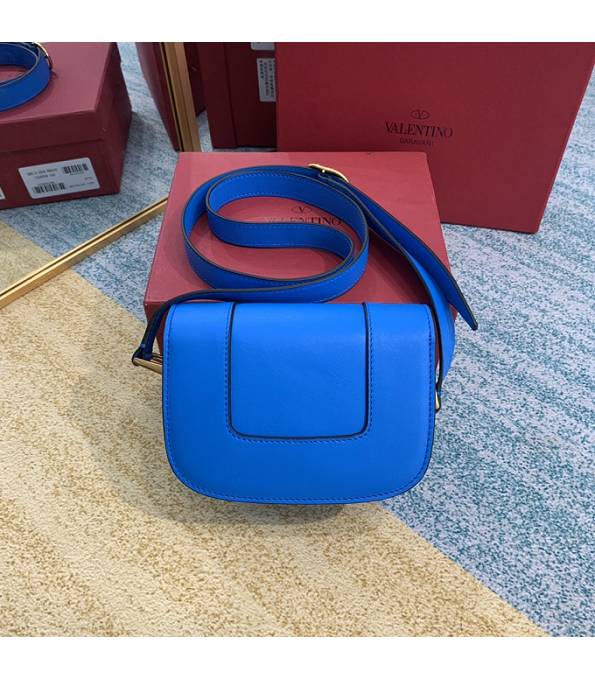 Valentino Garavani Maxi Blue Original Plain Veins Leather Golden Metal 18cm Shoulder Bag-1