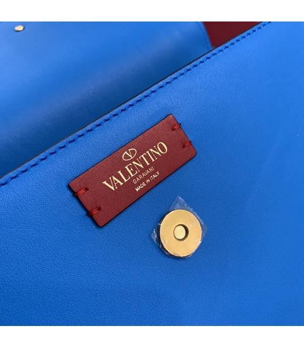 Valentino Garavani Maxi Blue Original Plain Veins Leather Golden Metal 26cm Shoulder Bag-3