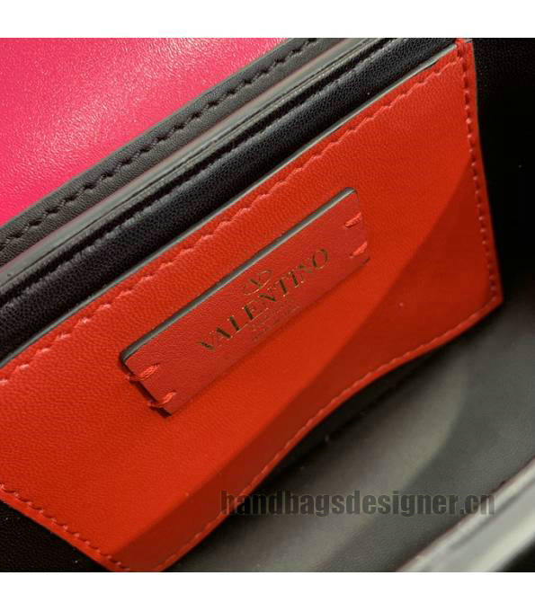 Valentino Garavani Maxi Fluorescent Rose Red Original Plain Veins Leather Golden Metal 18cm Shoulder Bag-4