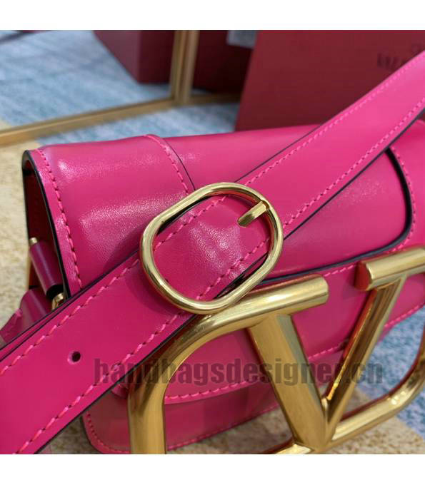 Valentino Garavani Maxi Fluorescent Rose Red Original Plain Veins Leather Golden Metal 18cm Shoulder Bag-7