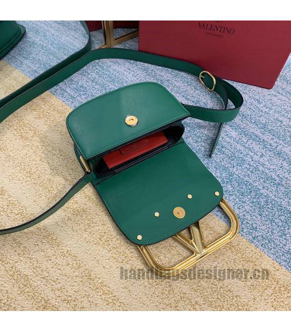 Valentino Garavani Maxi Green Original Plain Veins Leather Golden Metal 18cm Shoulder Bag-2