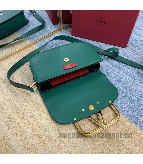 Valentino Garavani Maxi Green Original Plain Veins Leather Golden Metal 26cm Shoulder Bag-2