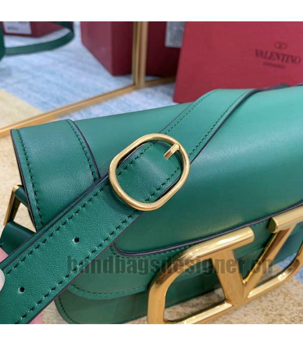 Valentino Garavani Maxi Green Original Plain Veins Leather Golden Metal 26cm Shoulder Bag-7