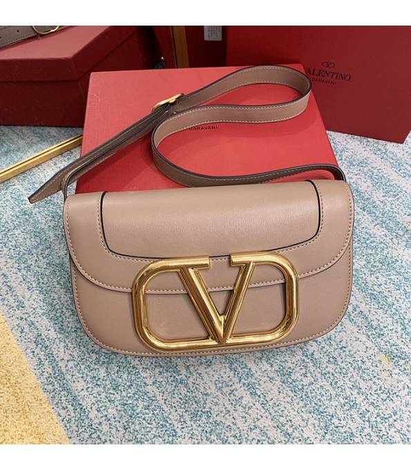 Valentino Garavani Maxi Nude Pink Original Calfskin Leather Golden Metal 26cm Shoulder Bag