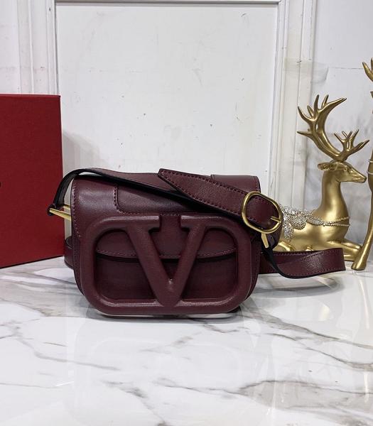 Valentino Garavani Maxi Wine Red Original Real Leather 18cm Shoulder Bag