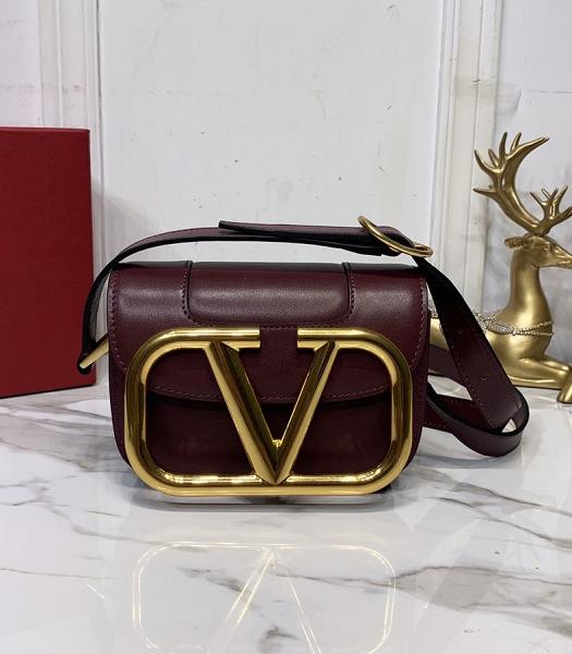 Valentino Garavani Maxi Wine Red Original Real Leather 18cm Shoulder Bag