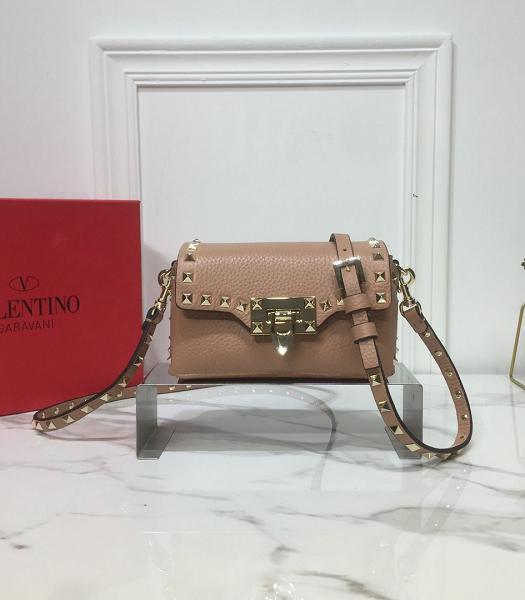 Valentino Garavani Rockstud Nude Pink Litchi Calfskin Leather Mini Crossbody Bag