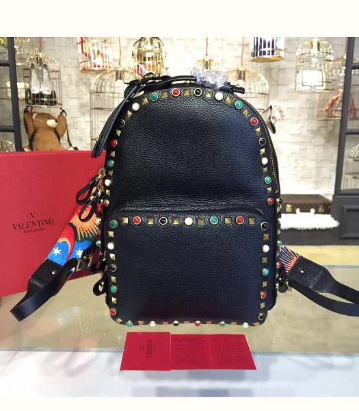 Valentino Garavani Rockstud Rolling Black Imported Calfskin Medium Backpack Colors Rivets