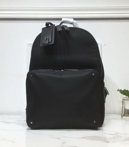 Valentino Garavani Rockstud Rolling Nylon With Black Imported Calfskin Medium Backpack