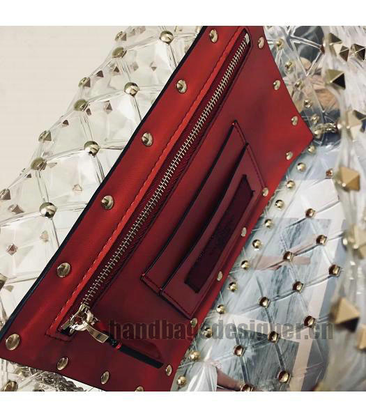 Valentino Garavani Rockstud Spike Rivets Chains Bag Red-4