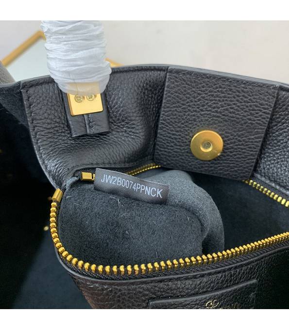 Valentino Garavani Roman Stud Black Original Calfskin Leather Golden Revet 39cm Tote Shopping Bag-7