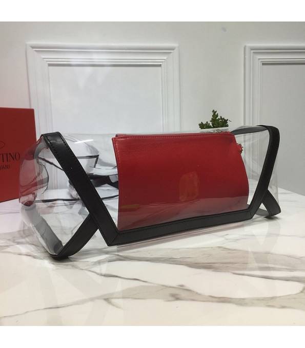 Valentino Garavani Transparent PVC With Black Original Calfskin Leather Rivet 37cm Shopping Tote Bag-3
