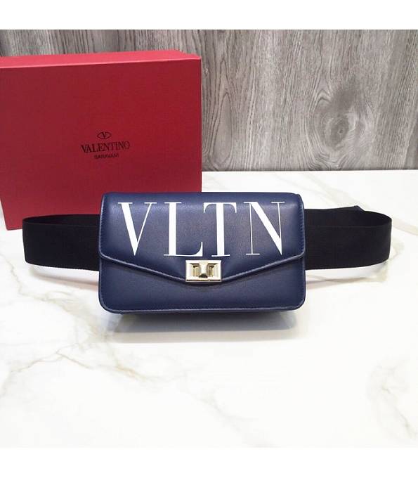 Valentino Garavani VLTN Dark Blue Original Calfskin Leather Belt Bag