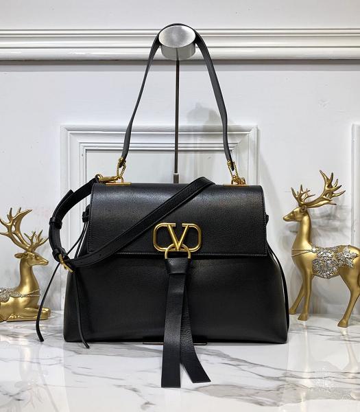 Valentino Garavani Vring Black Imported Calfskin Shoulder Bag