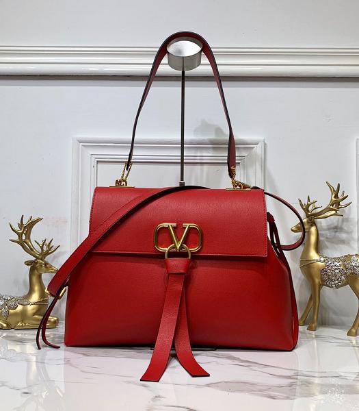 Valentino Garavani Vring Red Imported Calfskin Shoulder Bag