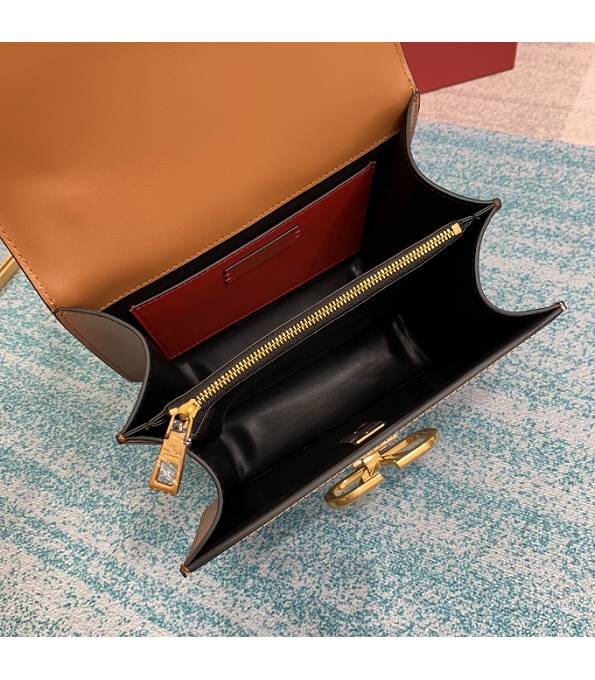 Valentino Garavani Vsling Apricot Chevron Raffi Brown Original Leather 22cm Box Bag-7