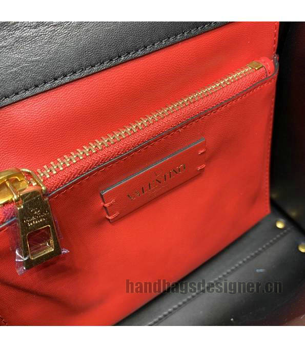 Valentino Garavani Vsling Black Plain Veins Calfskin Leather 25cm Tote Bag-2