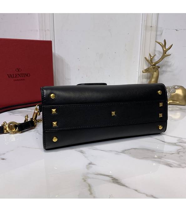 Valentino Garavani Vsling Black Plain Veins Calfskin Leather 25cm Tote Bag-3