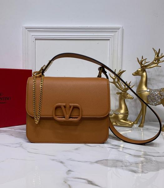 Valentino Garavani Vsling Brown Original Palm Veins Calfskin 22cm Box Bag