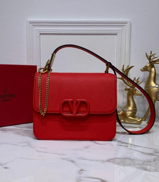 Valentino Garavani Vsling Red Original Palm Veins Calfskin 22cm Box Bag