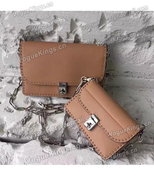Valentino Khaki Original Leather Rivets Small Bag-3