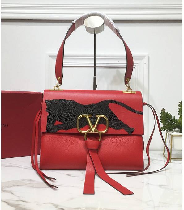 Valentino Lion Vring Red Original Calfskin Shoulder Bag
