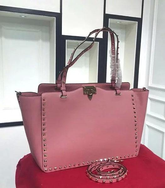 Valentino Medium Rockstud Tote Bag Pink Original Leather Golden Nail