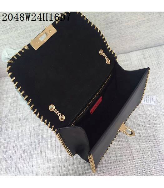 Valentino Original Leather Rivets Golden Chains Bag Black-3