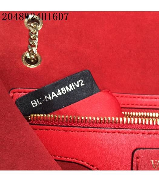 Valentino Original Leather Rivets Golden Chains Bag Red-5