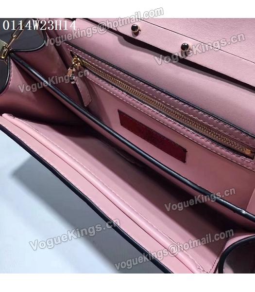 Valentino Pink Leather Rivets Decorative Chains Shoulder Bag-2