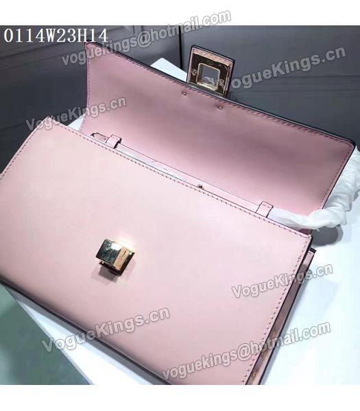 Valentino Pink Leather Rivets Decorative Chains Shoulder Bag-4