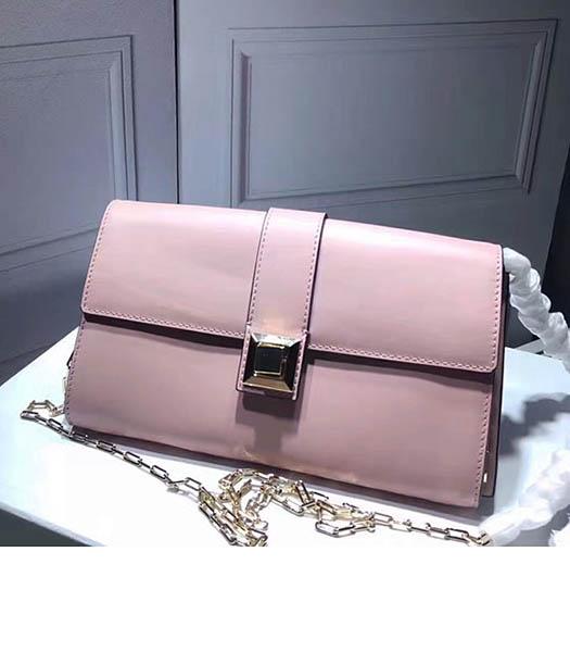 Valentino Pink Leather Rivets Decorative Chains Shoulder Bag