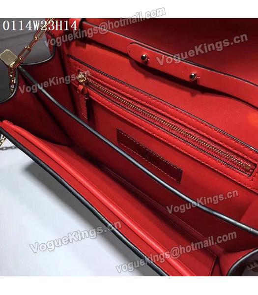 Valentino Red Leather Rivets Decorative Chains Shoulder Bag-3