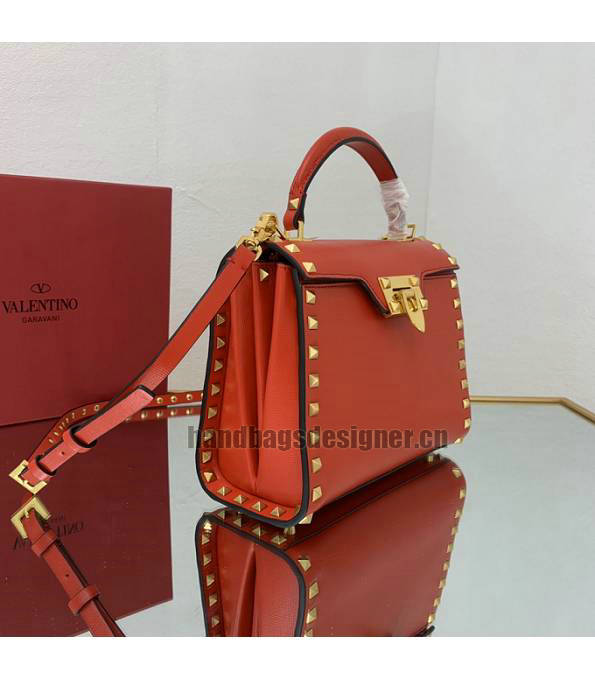 Valentino Red Original Grainy Calfskin Garavani Rockstud Small Alcove Handbag-2