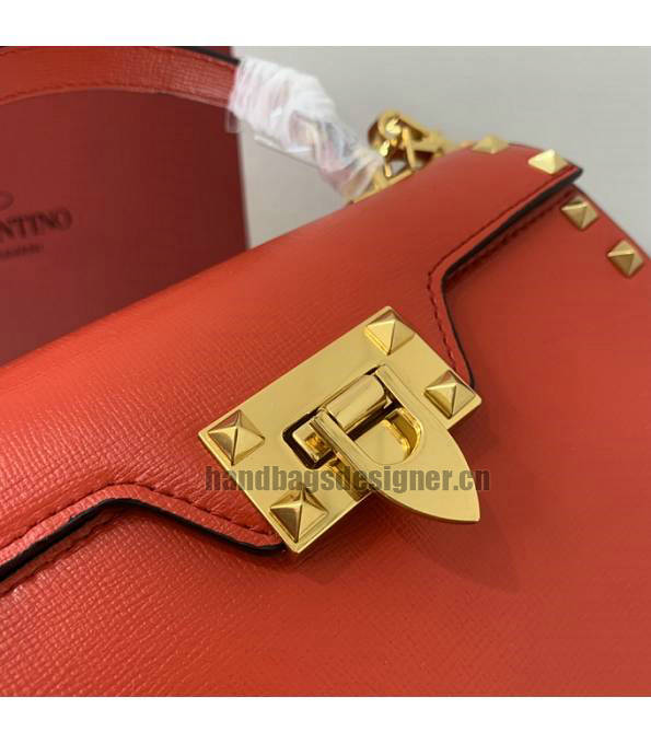 Valentino Red Original Grainy Calfskin Garavani Rockstud Small Alcove Handbag-4