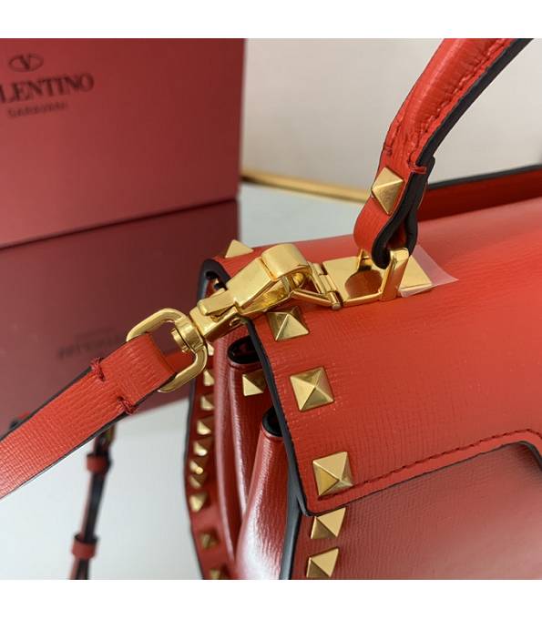 Valentino Red Original Grainy Calfskin Garavani Rockstud Small Alcove Handbag-5