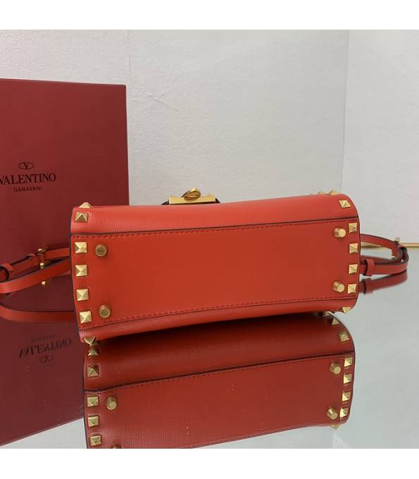 Valentino Red Original Grainy Calfskin Garavani Rockstud Small Alcove Handbag-7