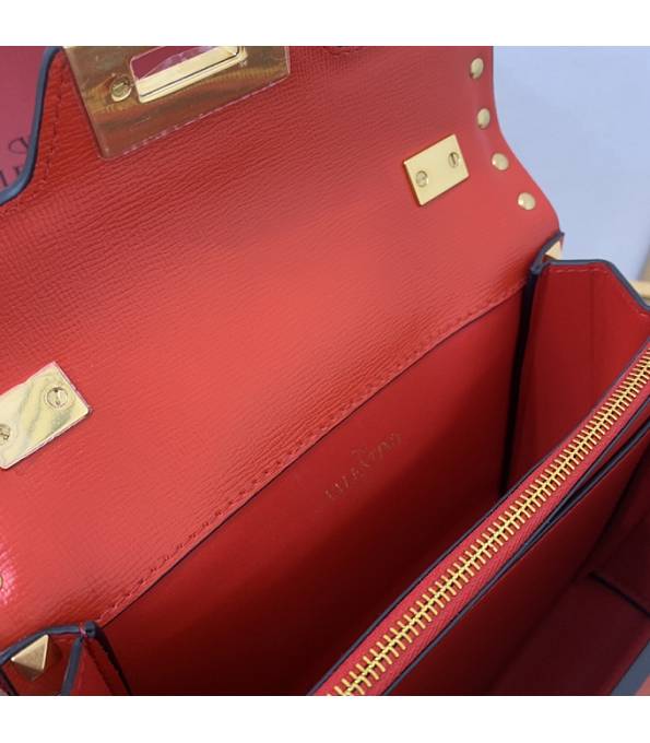 Valentino Red Original Grainy Calfskin Garavani Rockstud Small Alcove Handbag-8