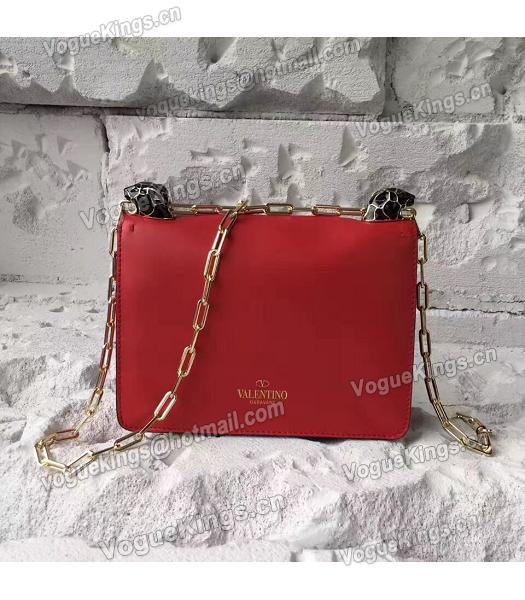 Valentino Red Original Leather Chains Messenger Bag-1