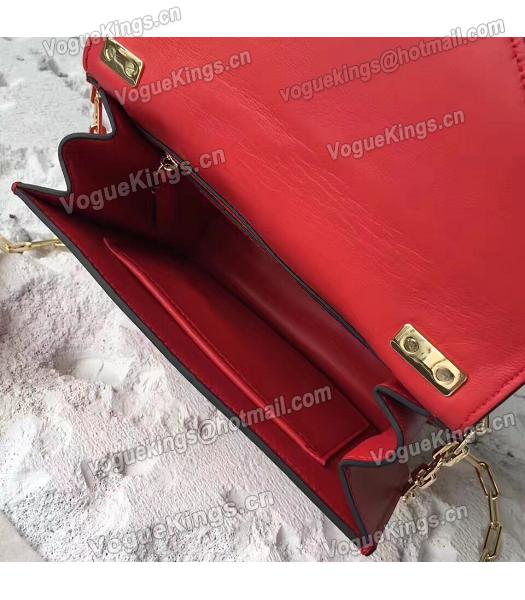 Valentino Red Original Leather Chains Messenger Bag-5